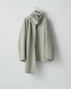 TAUPE GREY WOOL CASHMERE BEAVER REVERSIBLE STOLE JACKET