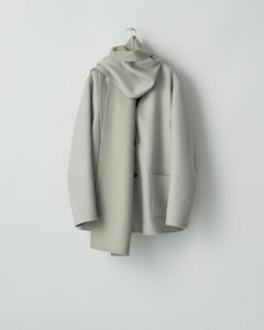 TAUPE GREY WOOL CASHMERE BEAVER REVERSIBLE STOLE JACKET