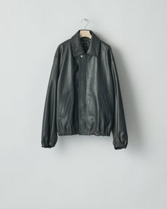 BLACK LEATHER ZIP SHORT JACKET