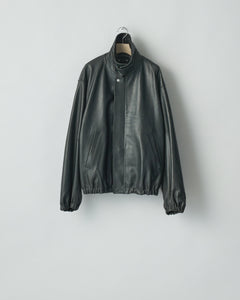 BLACK LEATHER ZIP SHORT JACKET