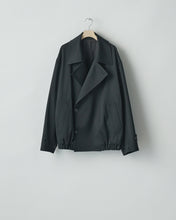 Load image into Gallery viewer, BLACK W/SI SATIN OVERSIZED DOUBLE BREAST BLOUSON
