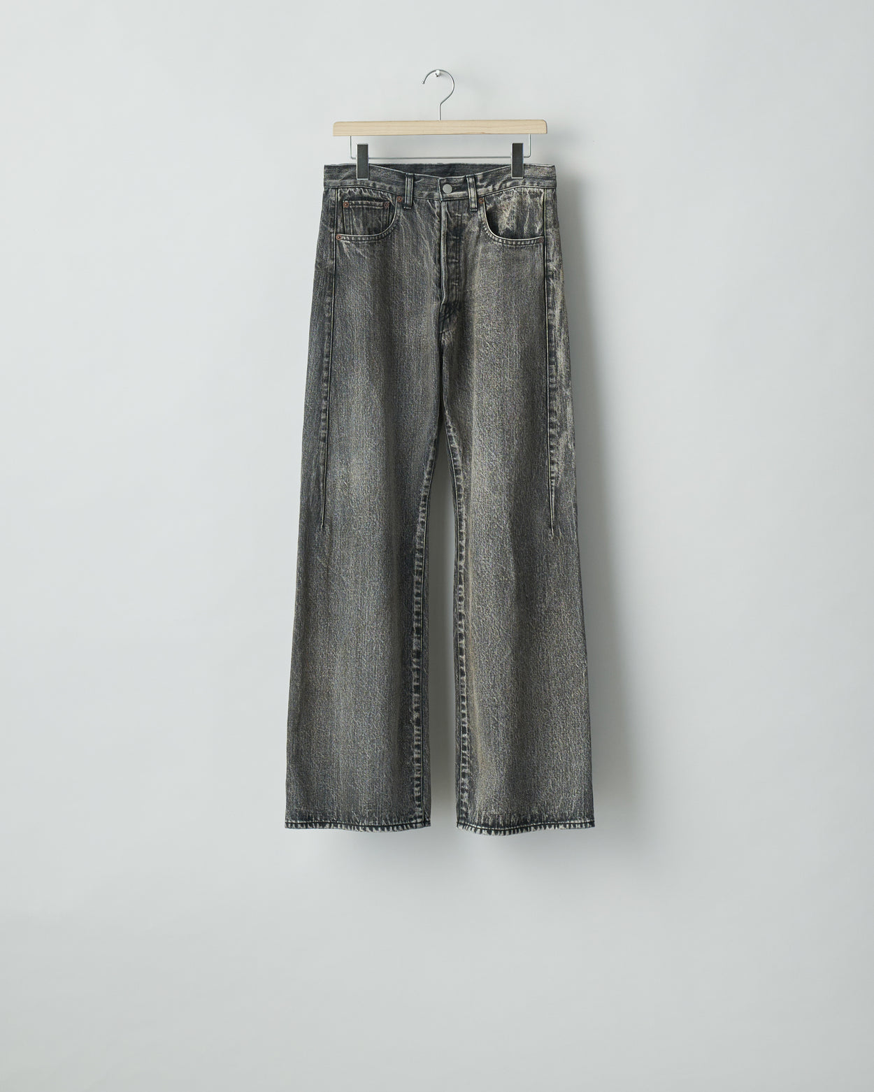 BLACK DEFORMED FLARE VINTAGE DENIM JEANS