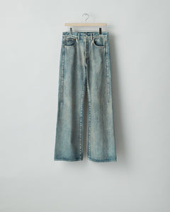 INDIGO DEFORMED FLARE VINTAGE DENIM JEANS