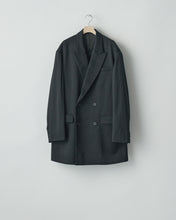 Load image into Gallery viewer, BLACK W/SI SATIN PEAK LAPEL SHORT COAT
