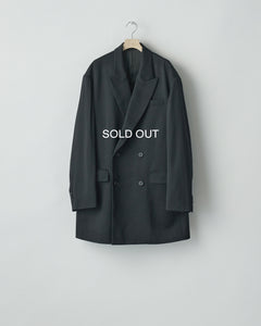 BLACK W/SI SATIN PEAK LAPEL SHORT COAT