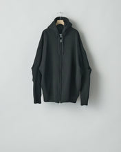 Load image into Gallery viewer, BLACK COTTON DOUBLE KNIT TUCKED ZIP HOODY
