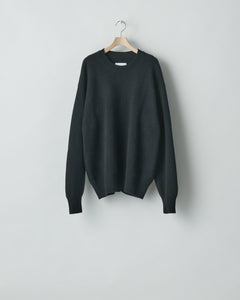 BLACK EXTRA FINE WOOL KNIT CURVE SLEEVE LS