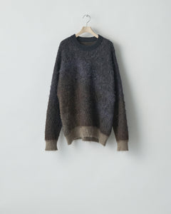 KHAKI/DARK NAVY GRADATION MOHAIR KNIT LS