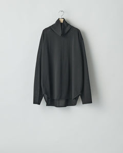 BLACK WOOL SILK KNIT HIGH NECK LS