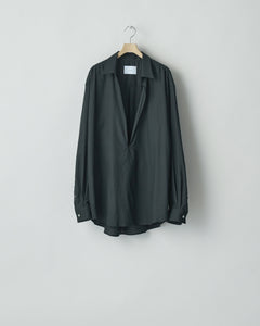 BLACK C/SI TWILL OVERSIZED SKIPPER SHIRT