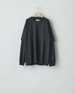 BLACK OVERSIZED LAYERED SLEEVE TEE