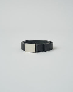 BLACK PLAIN BUCKLE LEATHER BELT