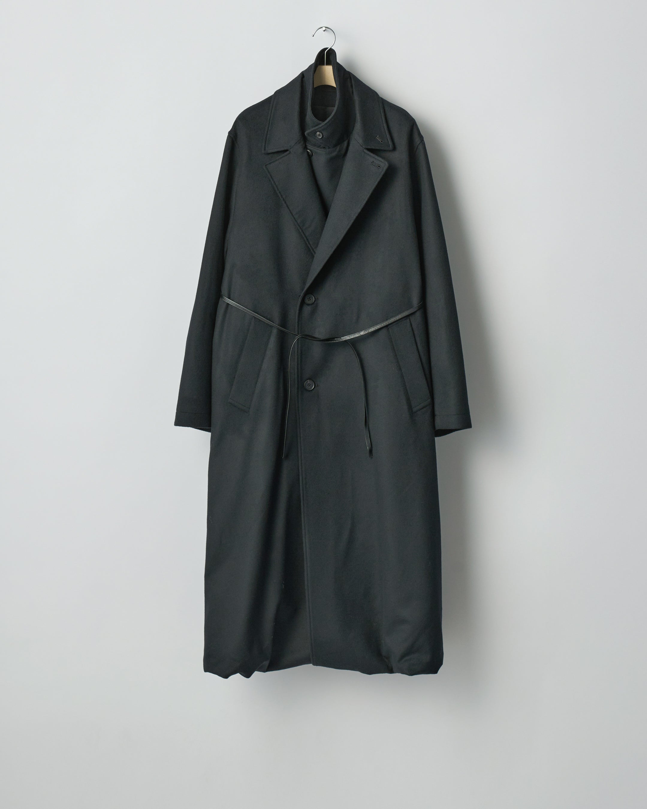 BLACK OVERSIZED LAYERED COMBINATION COAT