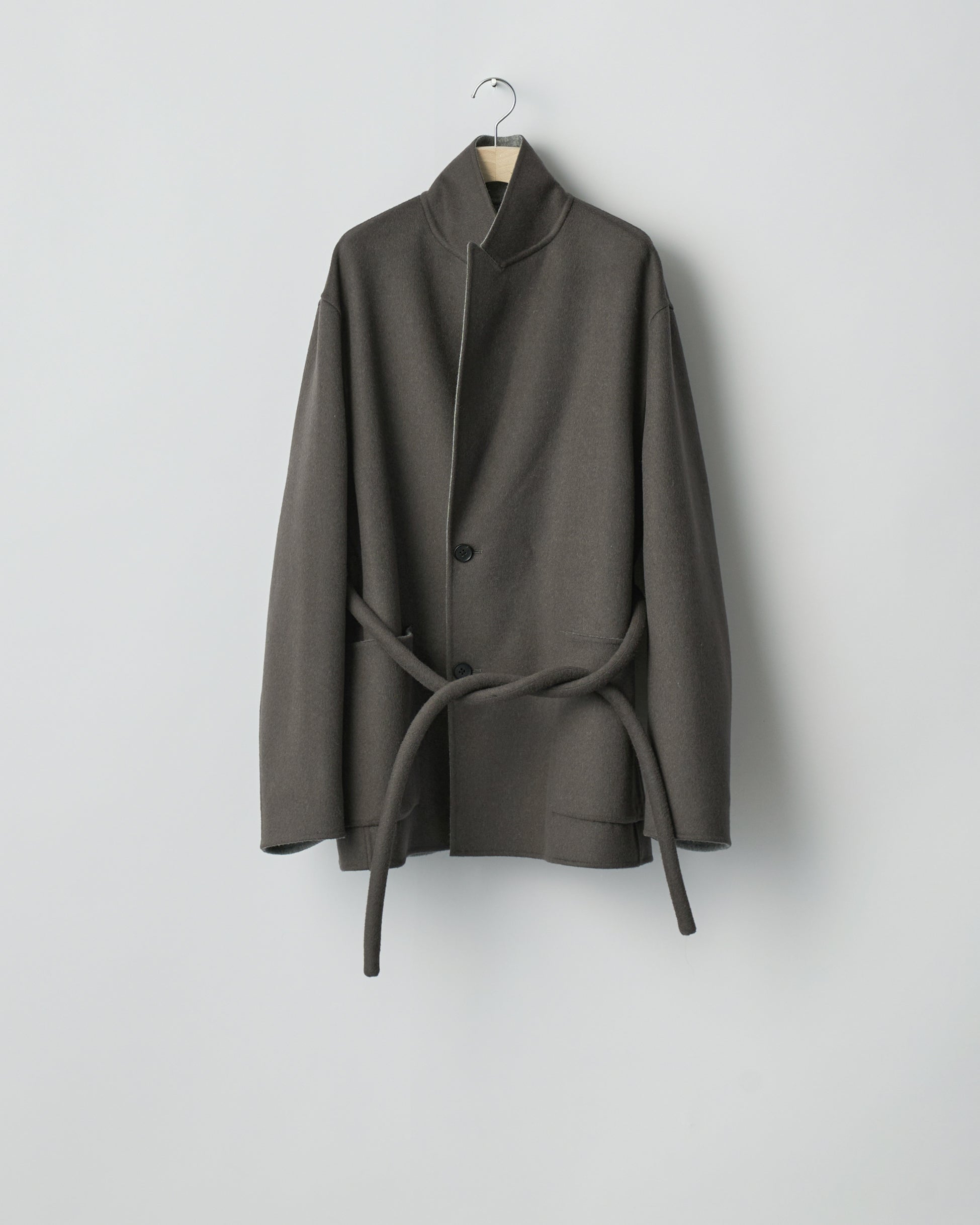 GREY KHAKI x GREY WOOL/CASHMERE REVERSIBLE PEAK LAPEL JACKET