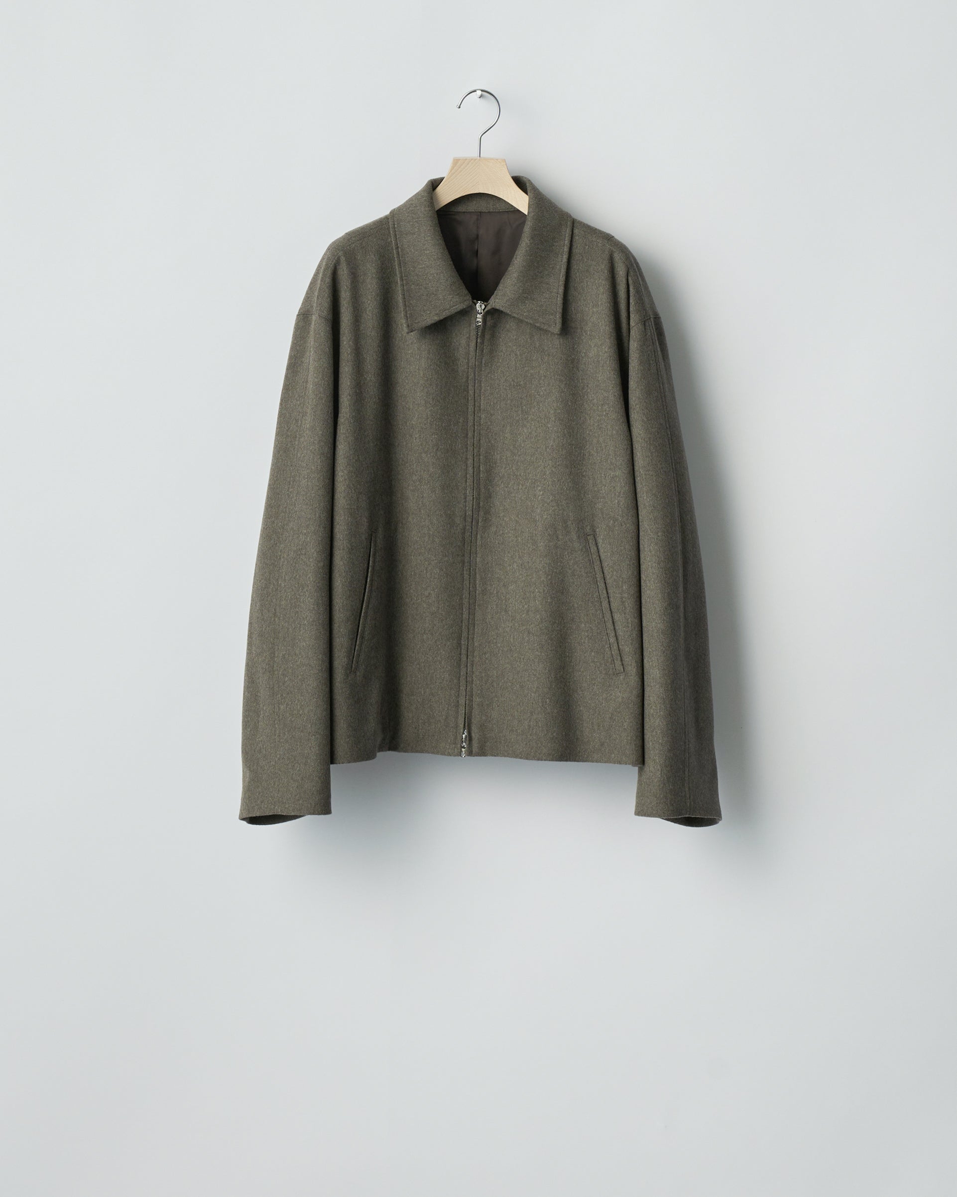 TAUPE WOOL DOESKIN ZIP SHORT JACKET