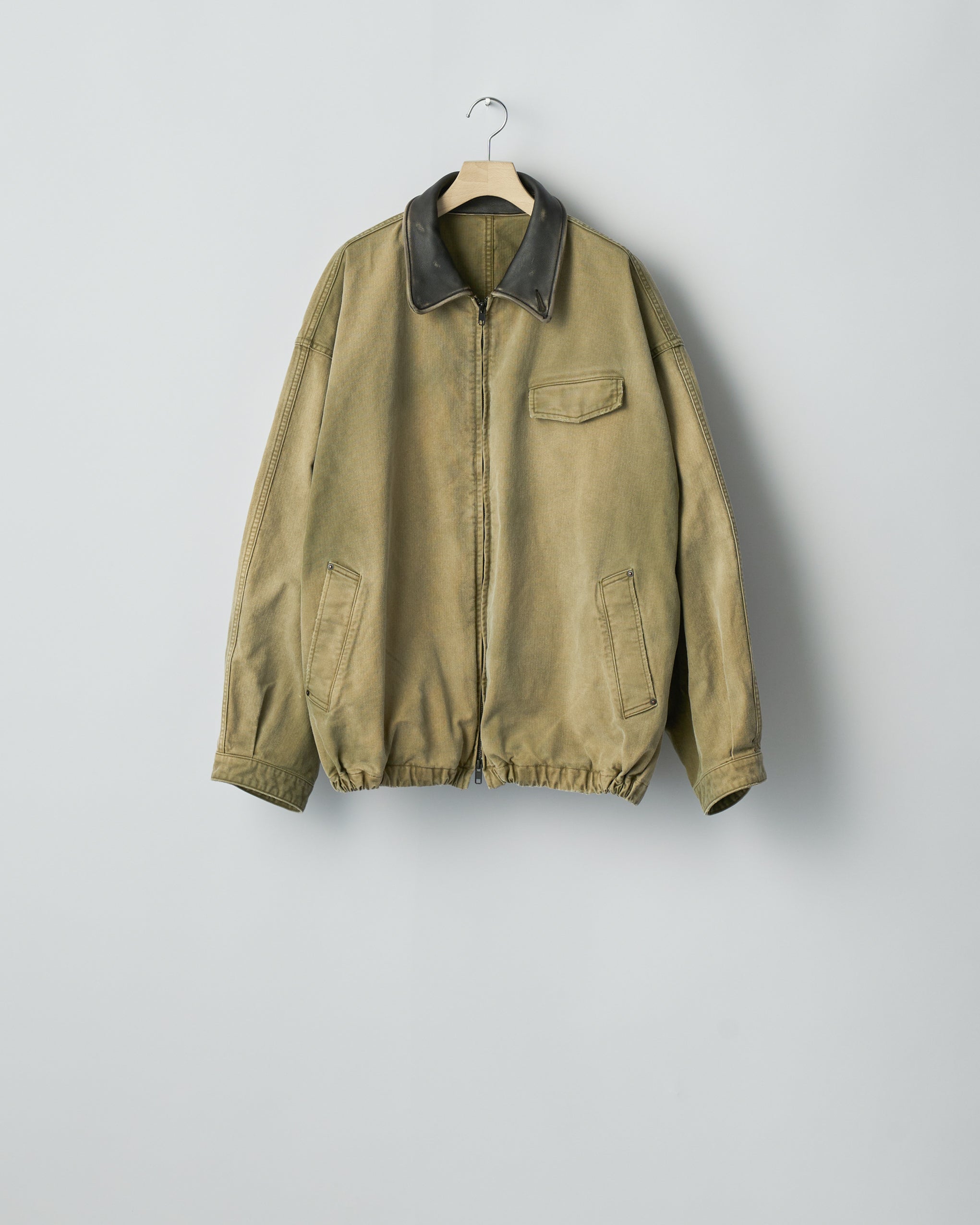 KHAKI SULFUR DYED WHIP CORD VINTAGE ZIP JACKET