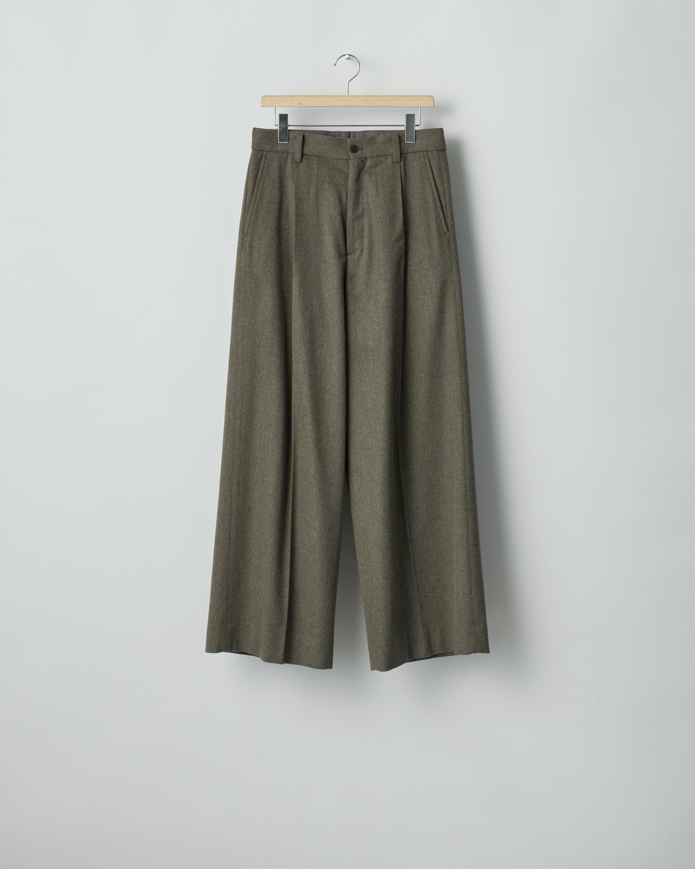 TAUPE WOOL DOESKIN EXTRA WIDE TROUSERS