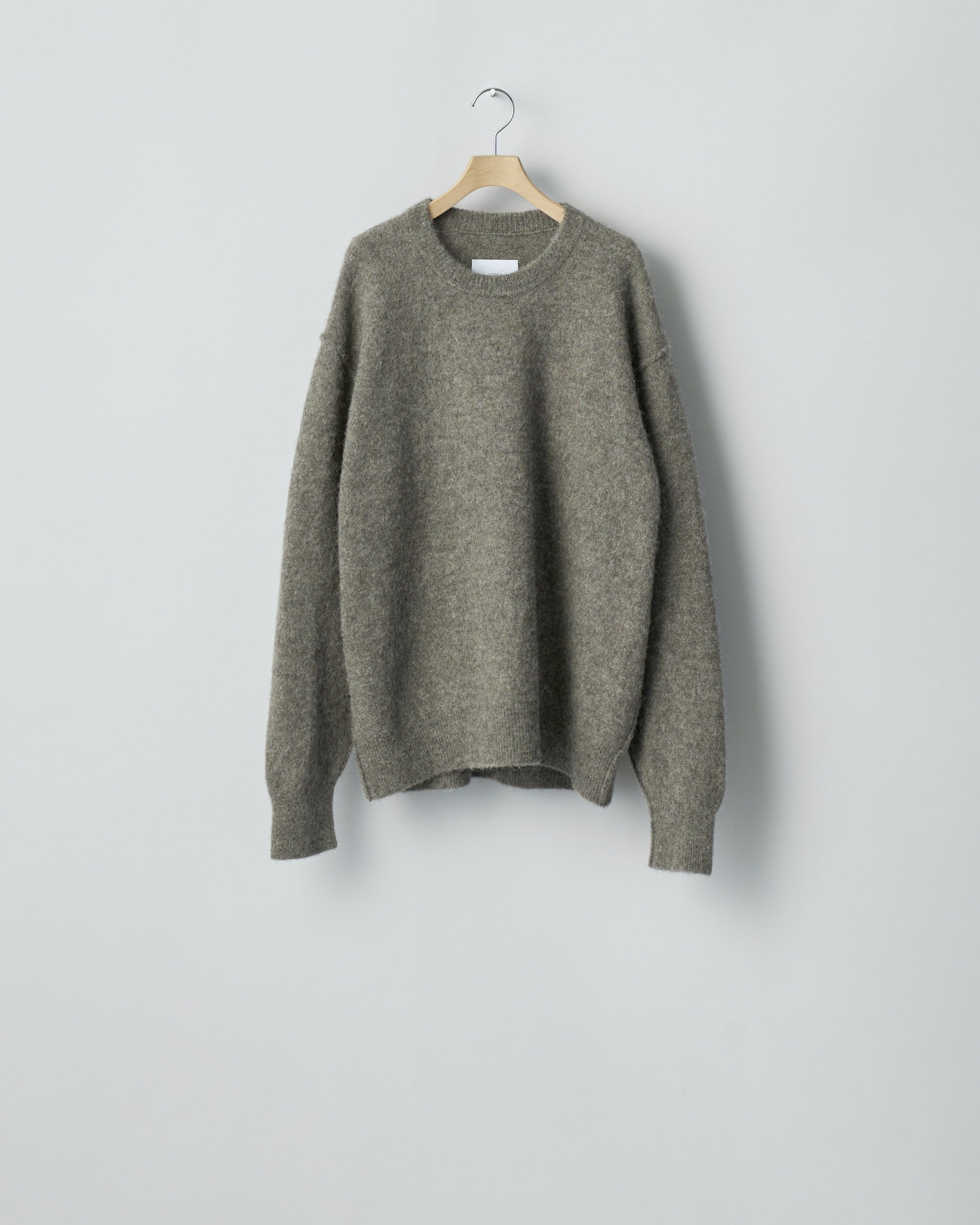 GREIGE WOOL/ALPACA KNIT CREW NECK LS