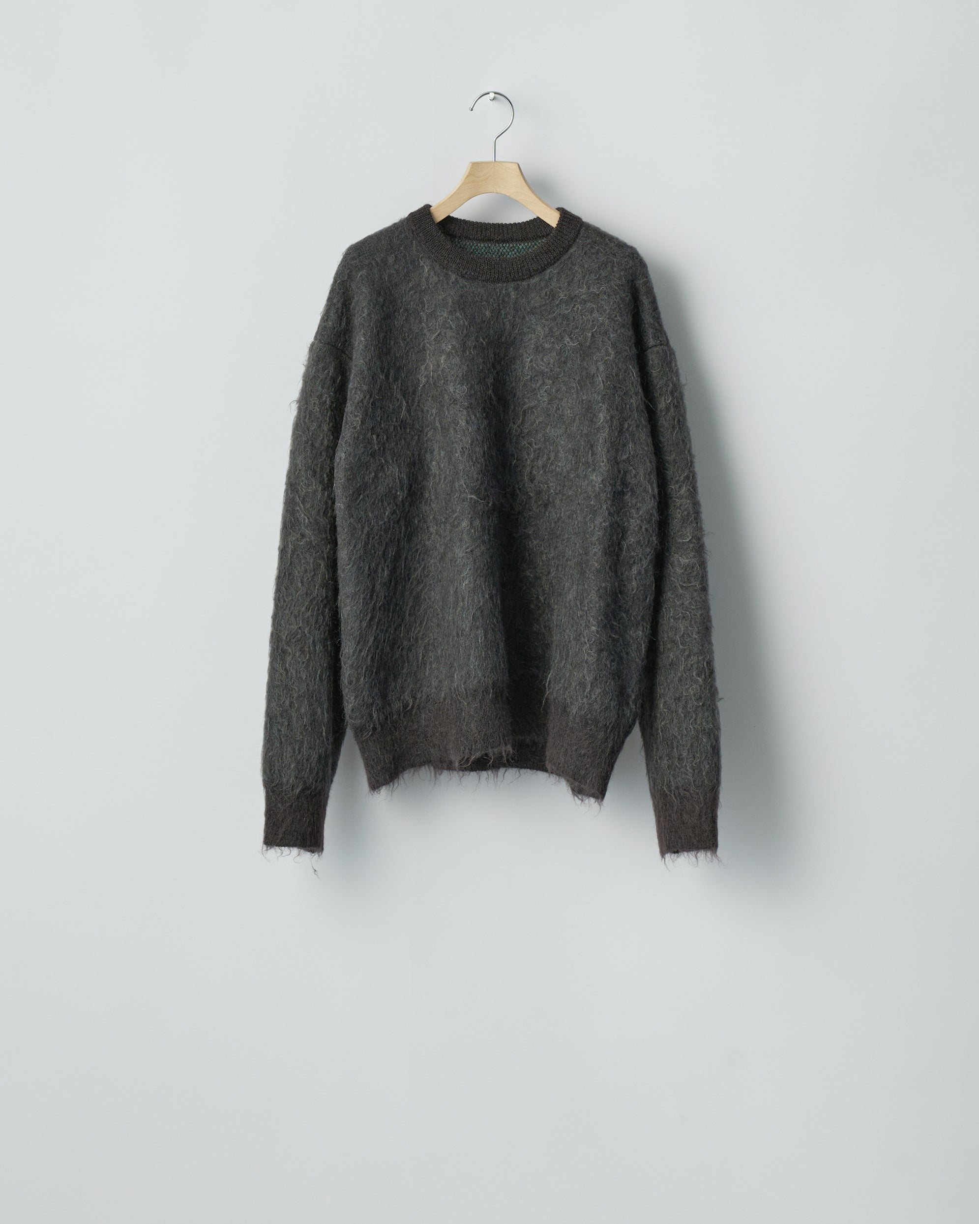CHARCOAL MIX KID MOHAIR MIX JACQUARD KNIT LS