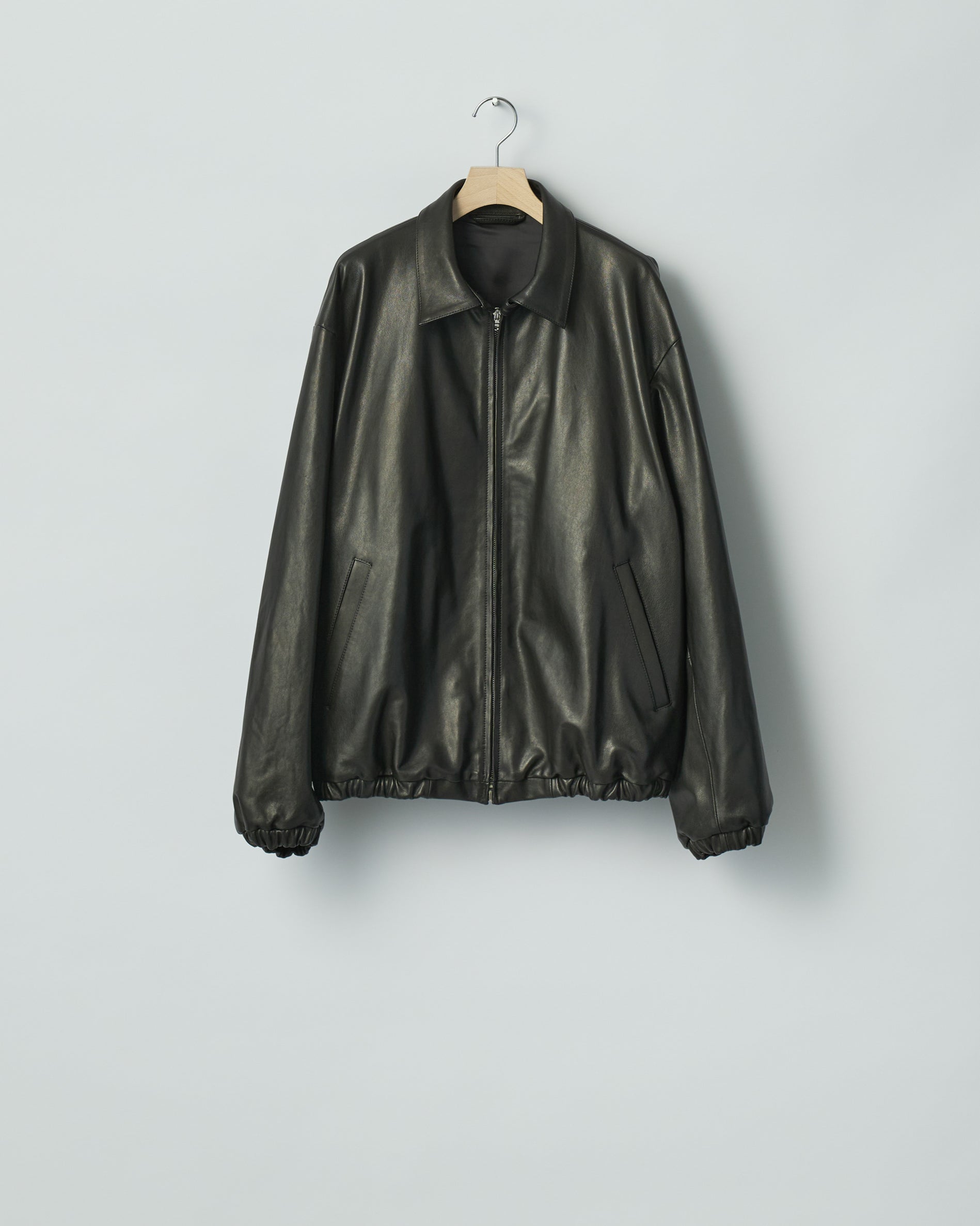 BLACK LAMBS LEATHER LIGHT ZIP JACKET