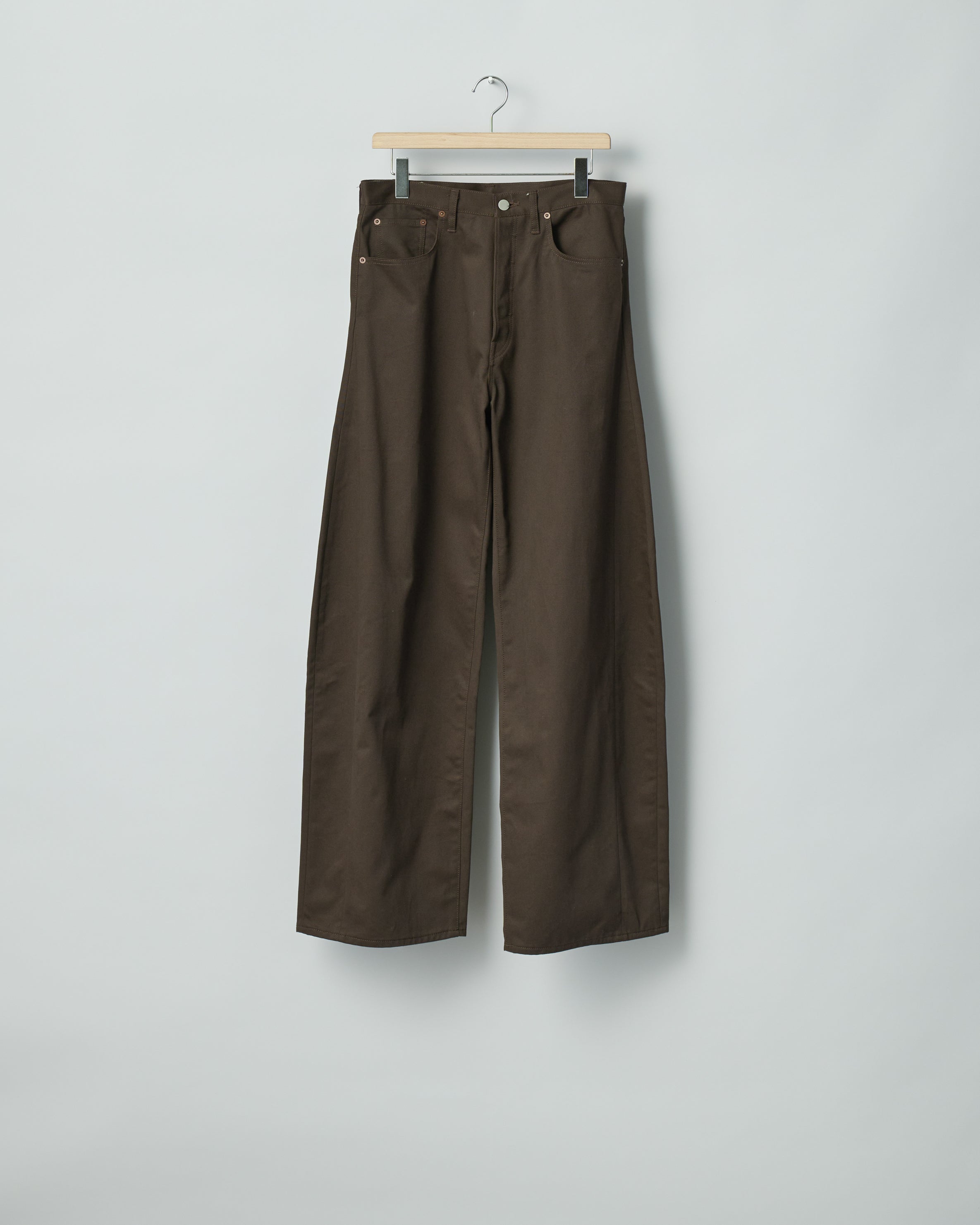 BROWN DEFORMATION WIDE COTTON PANTS