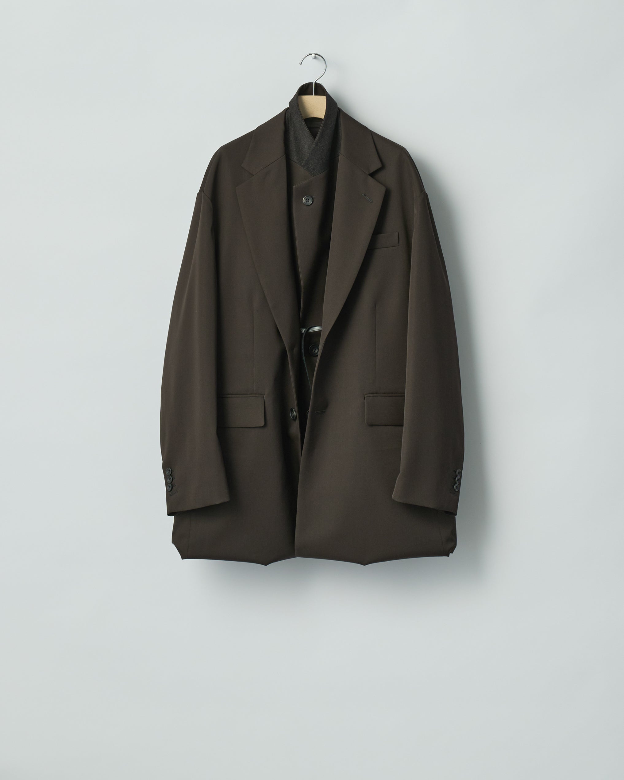 DARK BROWN OVERSIZED LAYERED COMBINATION JACKET