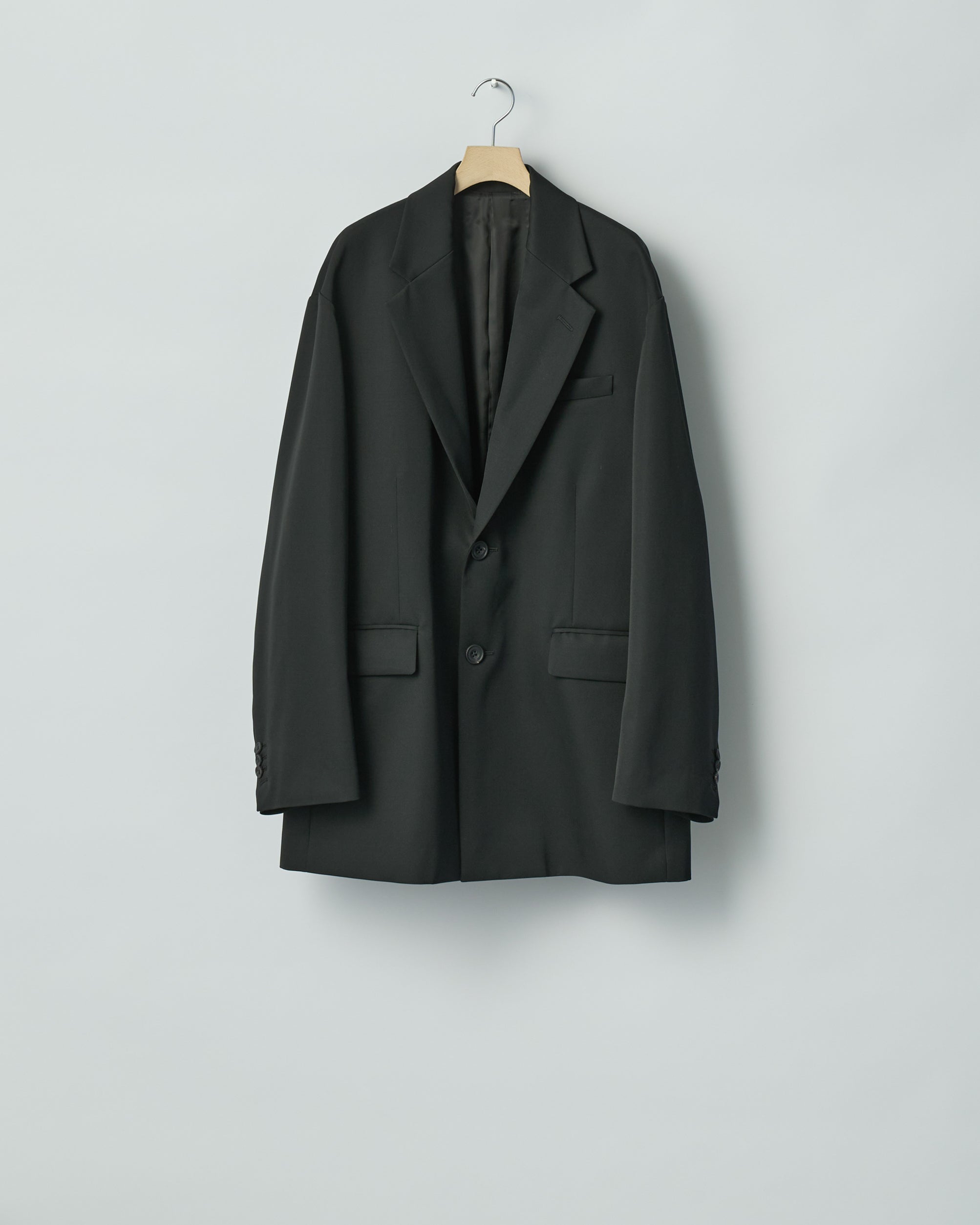 ssstein BLACK OVERSIZED SINGLE BREASTED LONG JACKET SS26