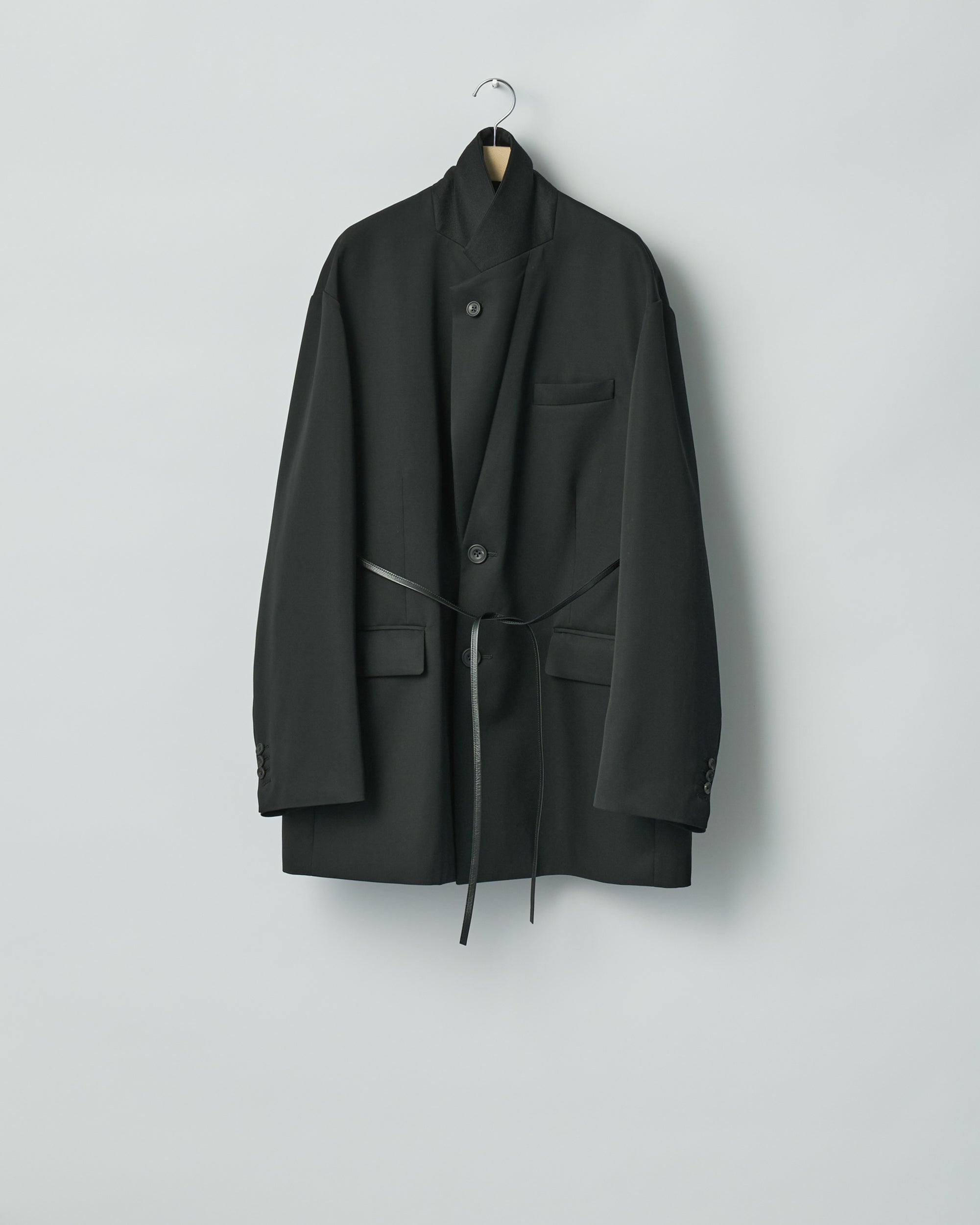 ssstein BLACK OVERSIZED SINGLE BREASTED LONG JACKET SS26