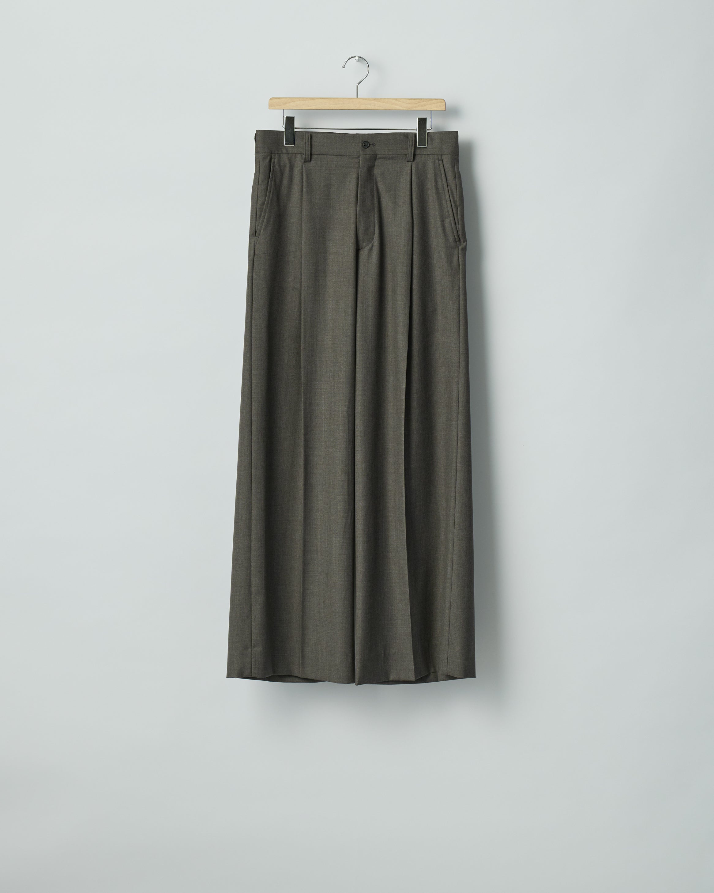 BROWN GREY EXTRA FINE WOOL EXTRA WIDE TROUSERS