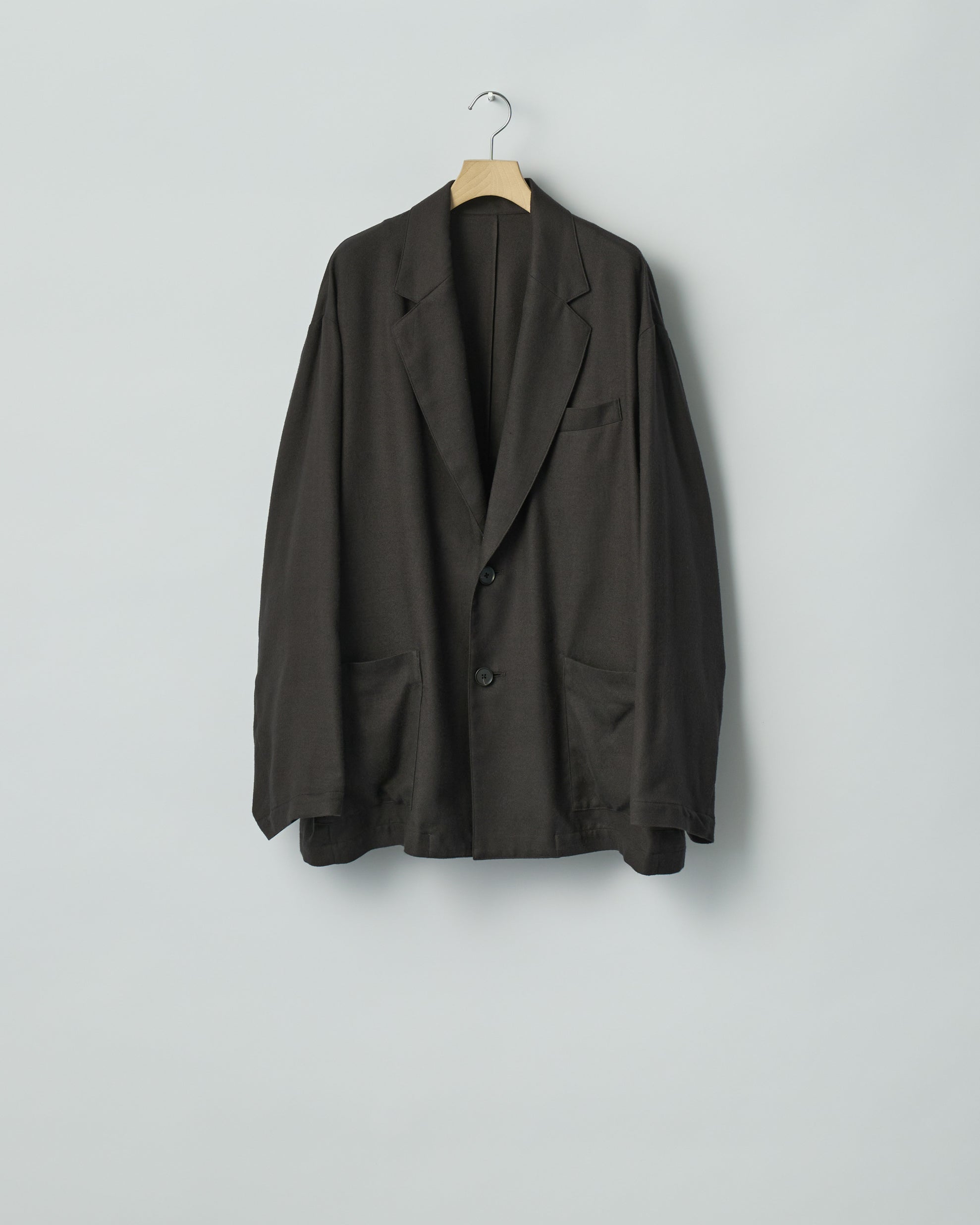 CHARCOAL SILK RAYON FLANNEL SINGLE BREASTED JACKET