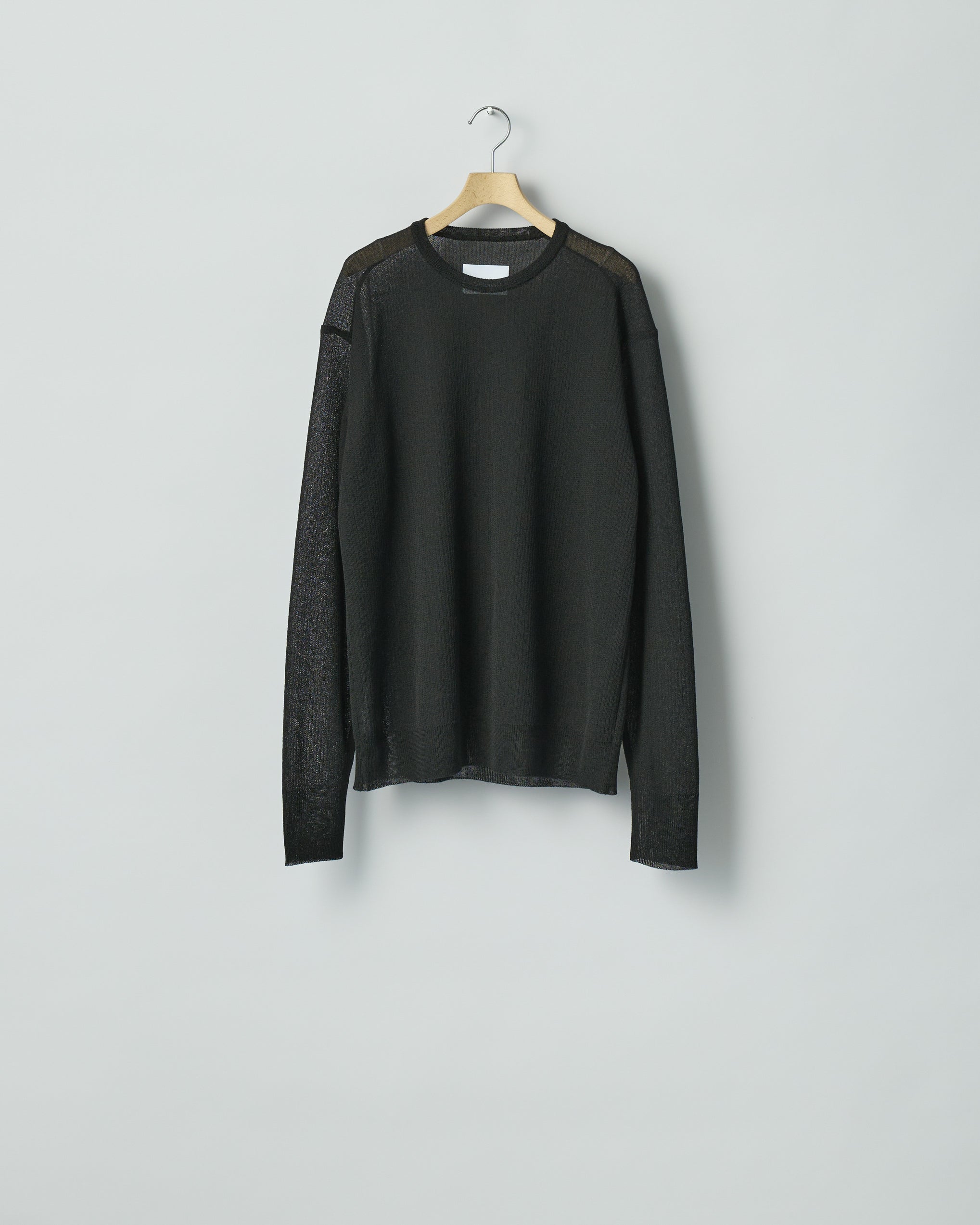 BLACK PE/RAMIE KNIT CREW NECK LS
