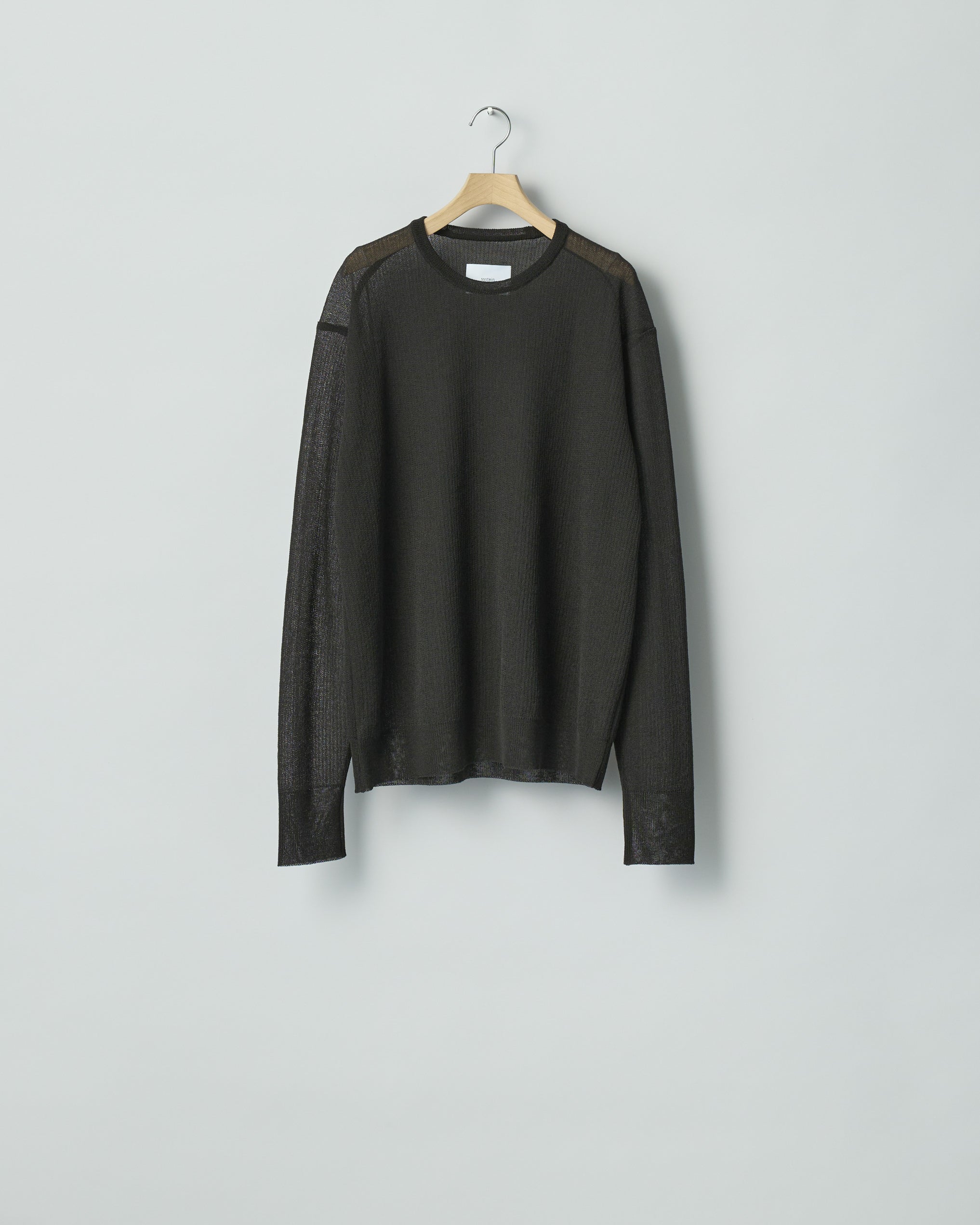 DARK CHARCOAL PE/RAMIE KNIT CREW NECK LS