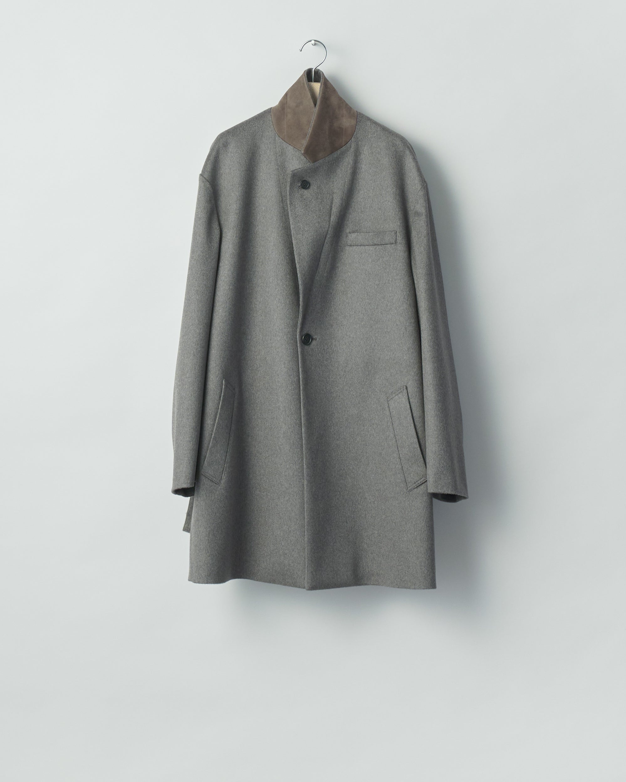 TAUPE WOOL DOESKIN HALF COAT