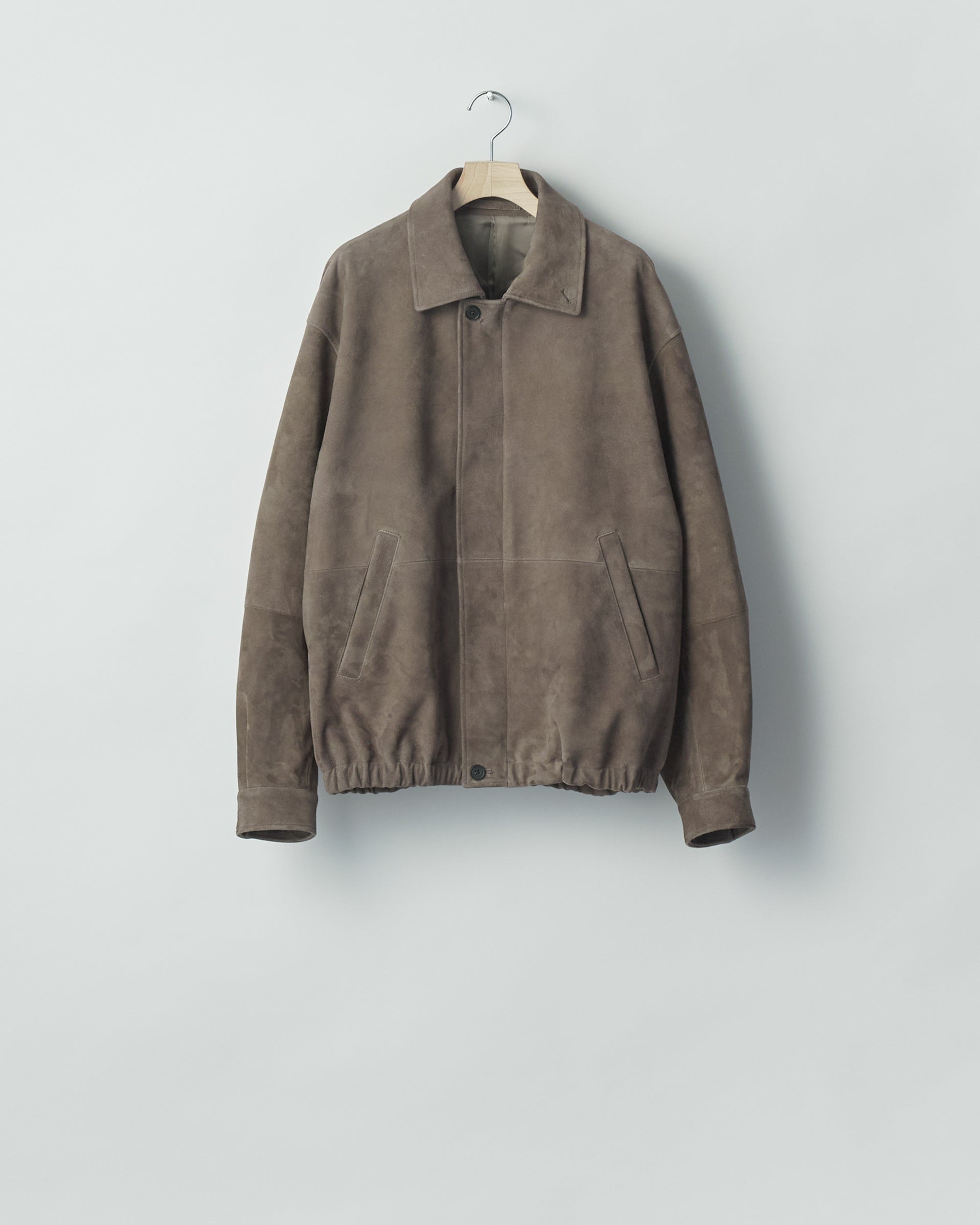 OLIVE GOAT SUEDE ZIP JACKET