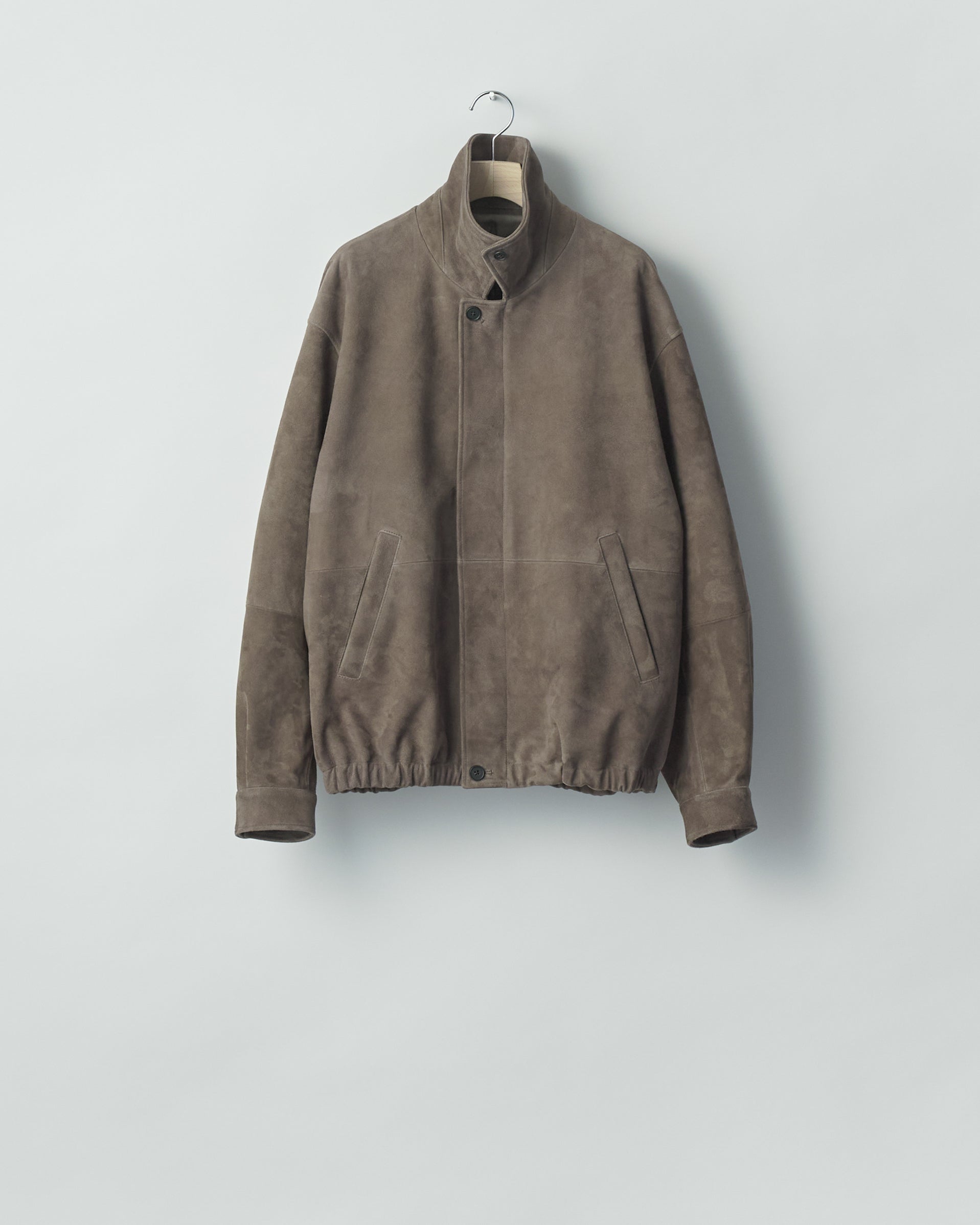 OLIVE GOAT SUEDE ZIP JACKET