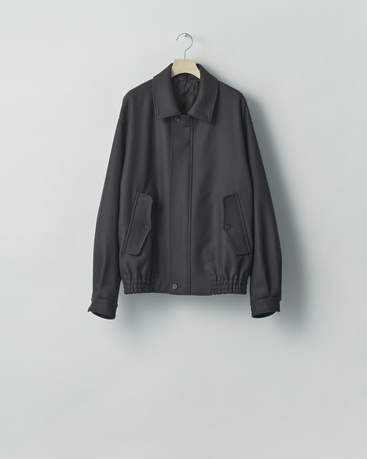 DARK CHARCOAL WOOL MELTON HARRINGTON JACKET