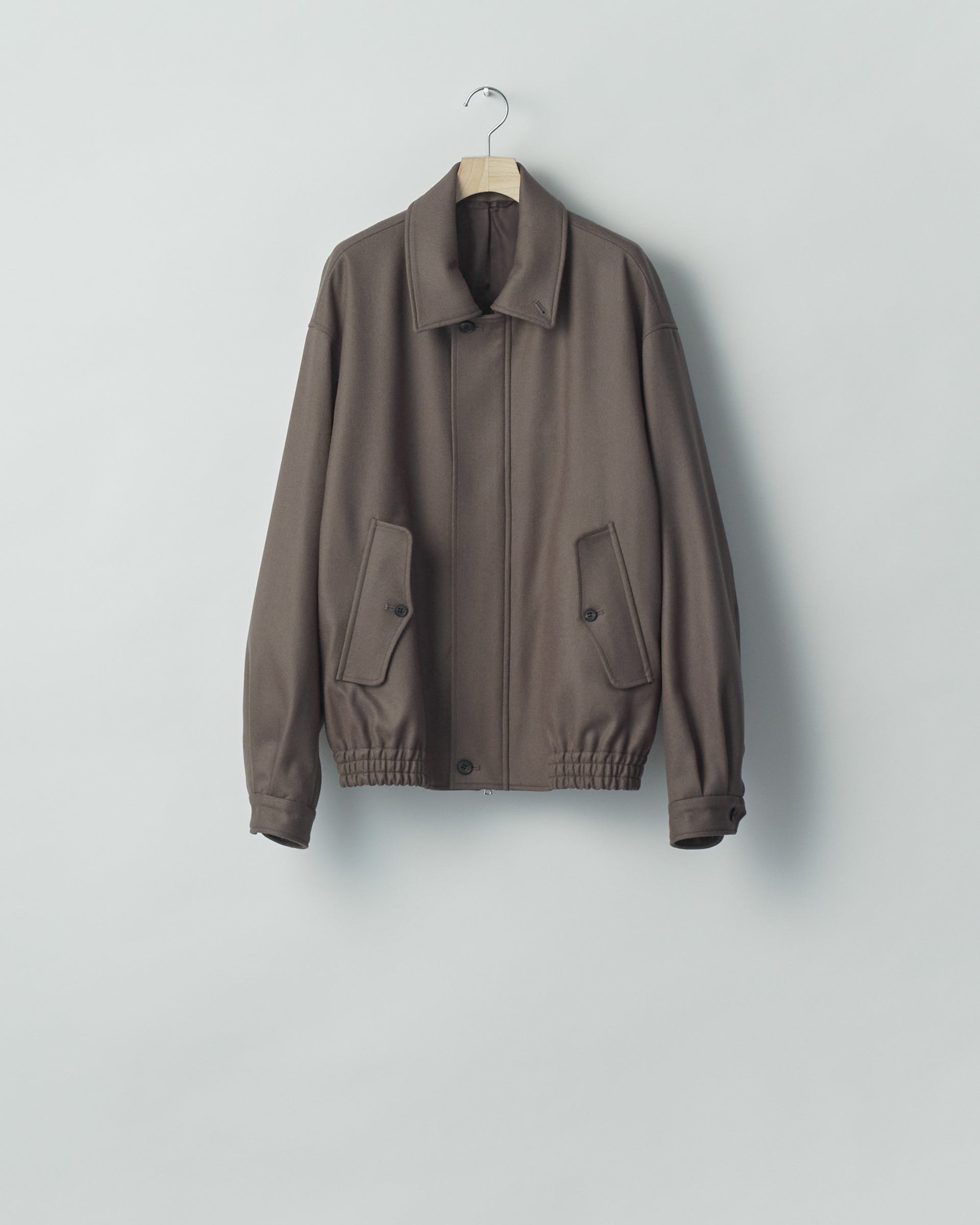 KHAKI GREY WOOL MELTON HARRINGTON JACKET