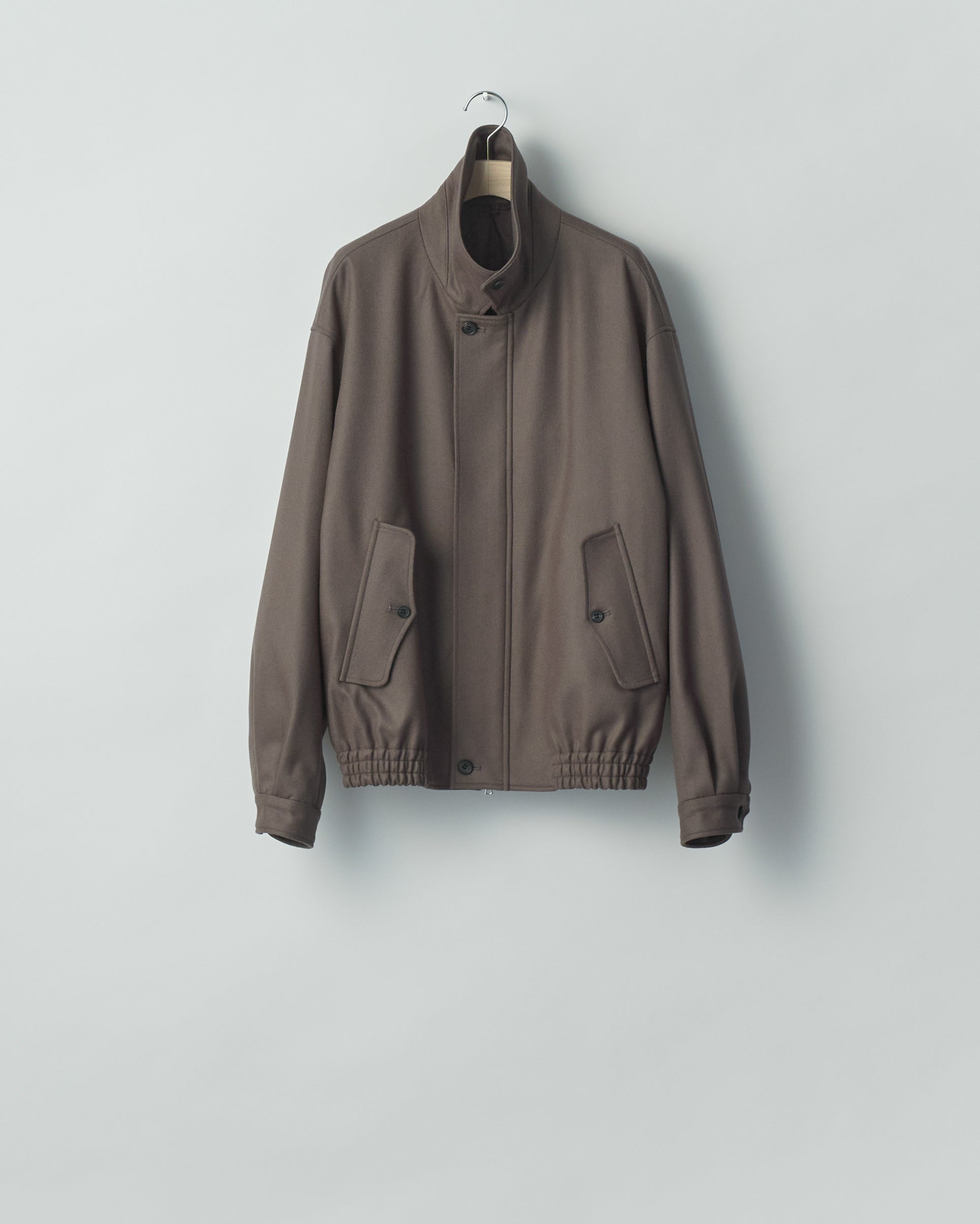 KHAKI GREY WOOL MELTON HARRINGTON JACKET