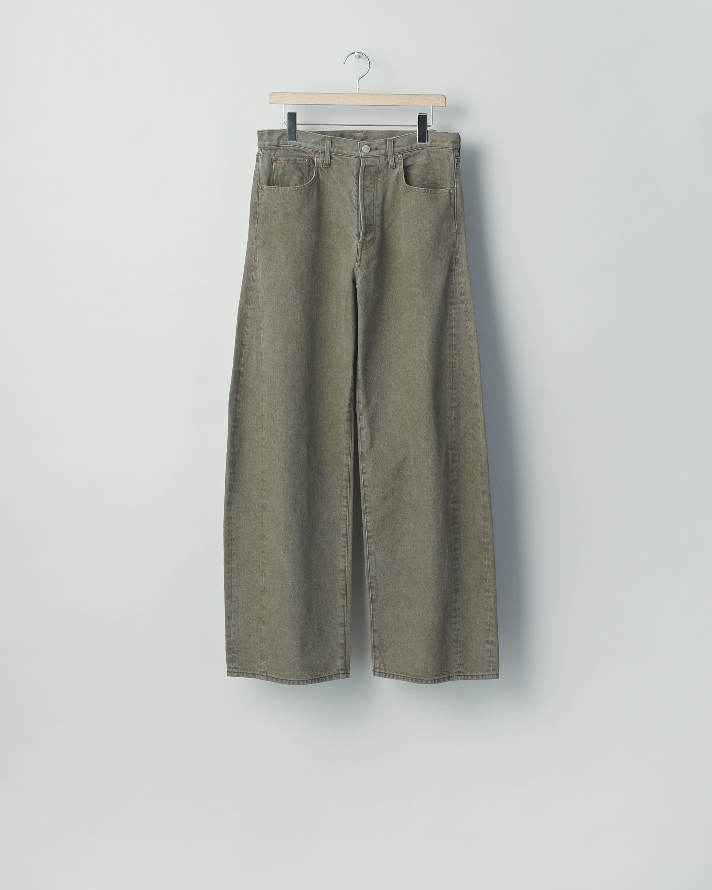 KHAKI DEFORMATION WIDE COLOR DENIM PANTS