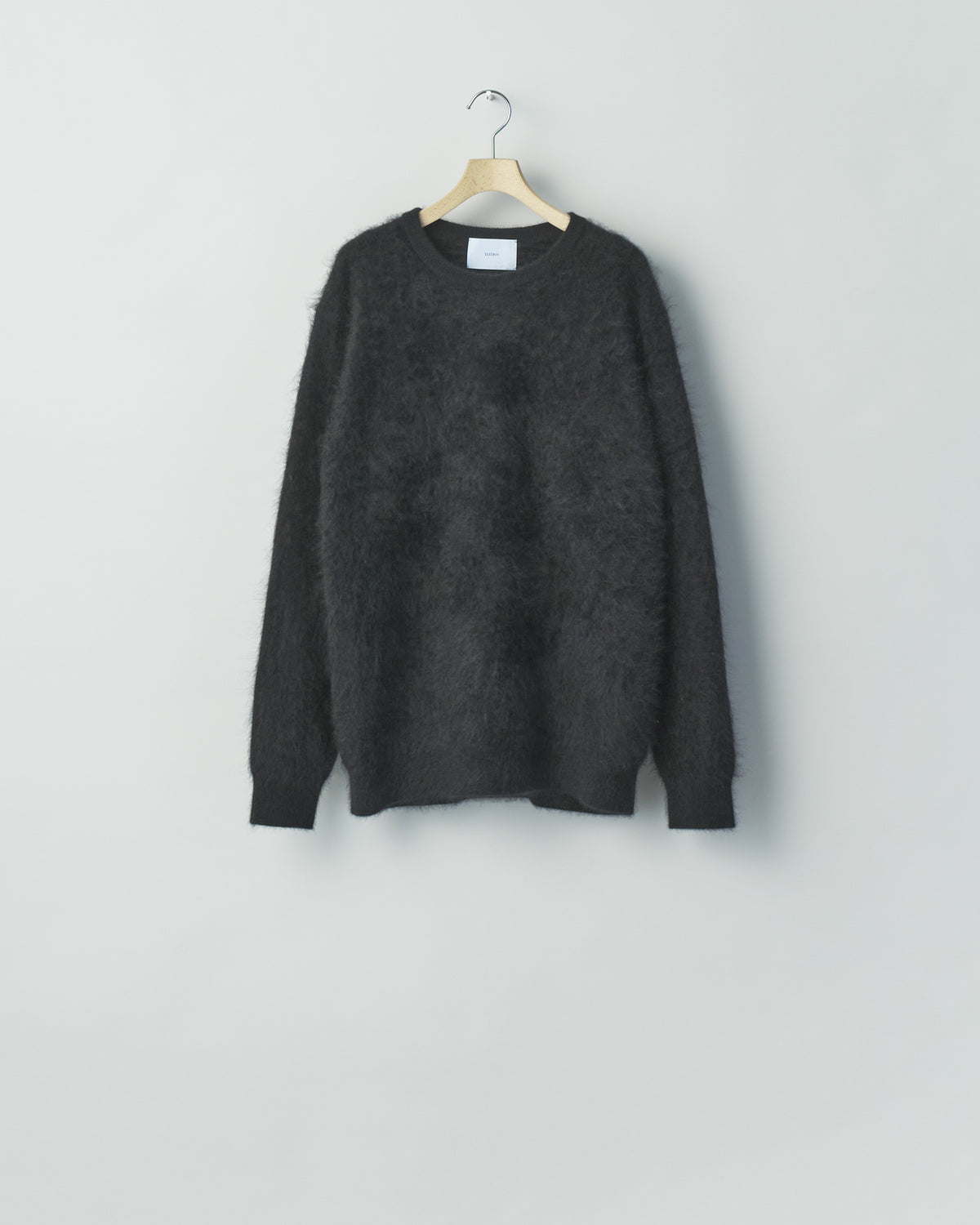BLACK CASHMERE SHAGGY CREW NECK LS