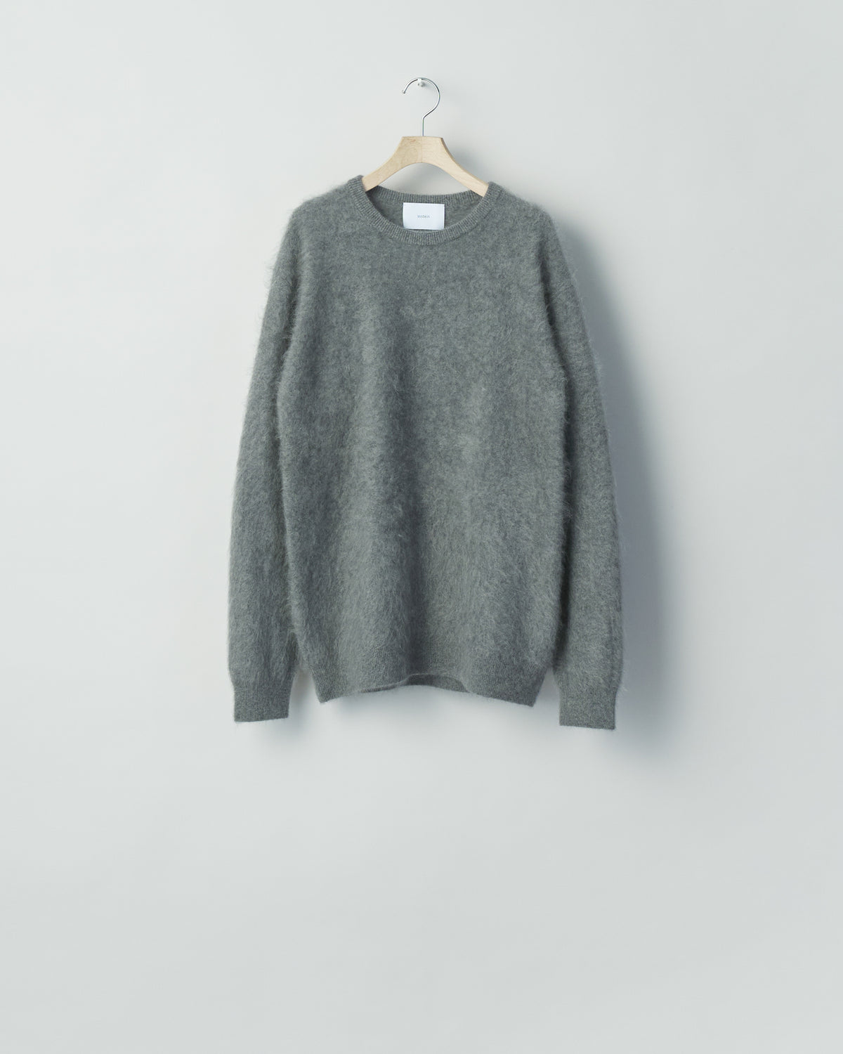 GREY CASHMERE SHAGGY CREW NECK LS
