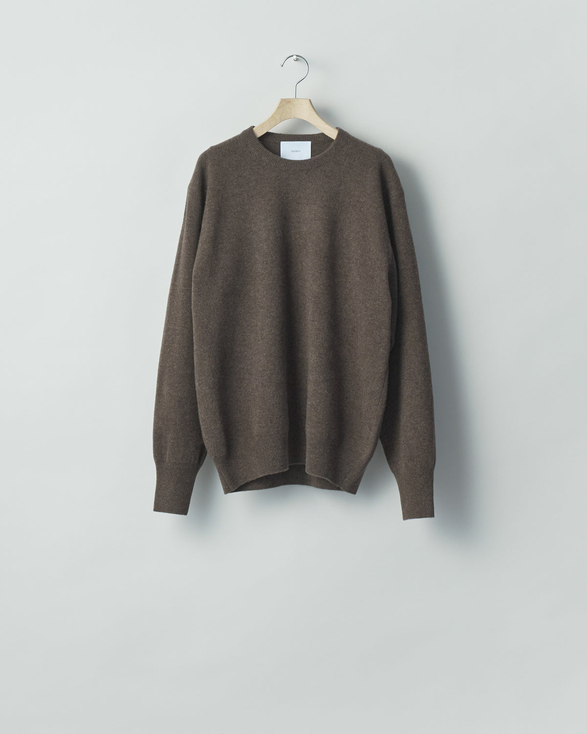 MOCHA EXTRA FINE WOOL KNIT CREW NECK LS