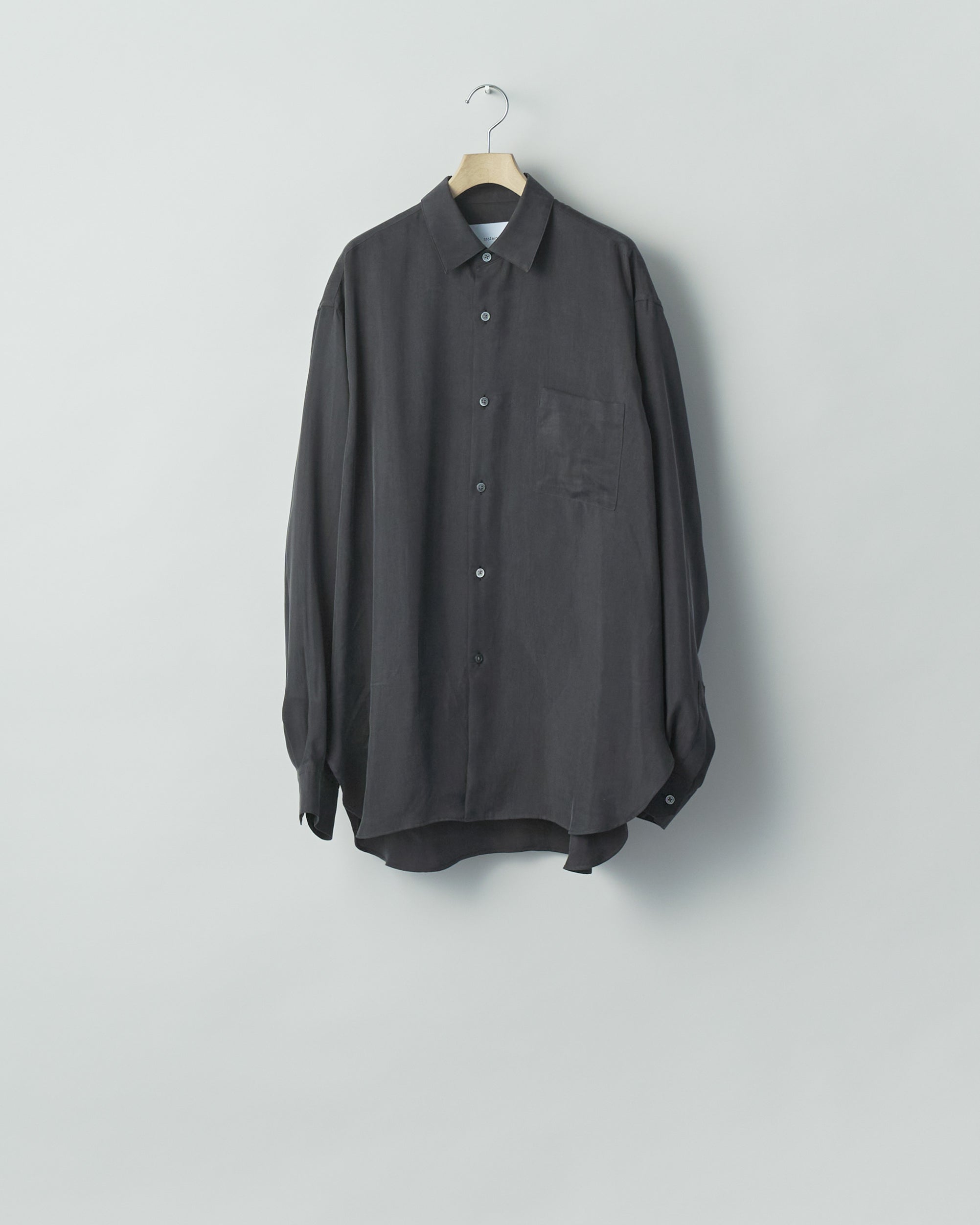 CHARCOAL CUPRO FIBRIL OVERSIZED LS SHIRT
