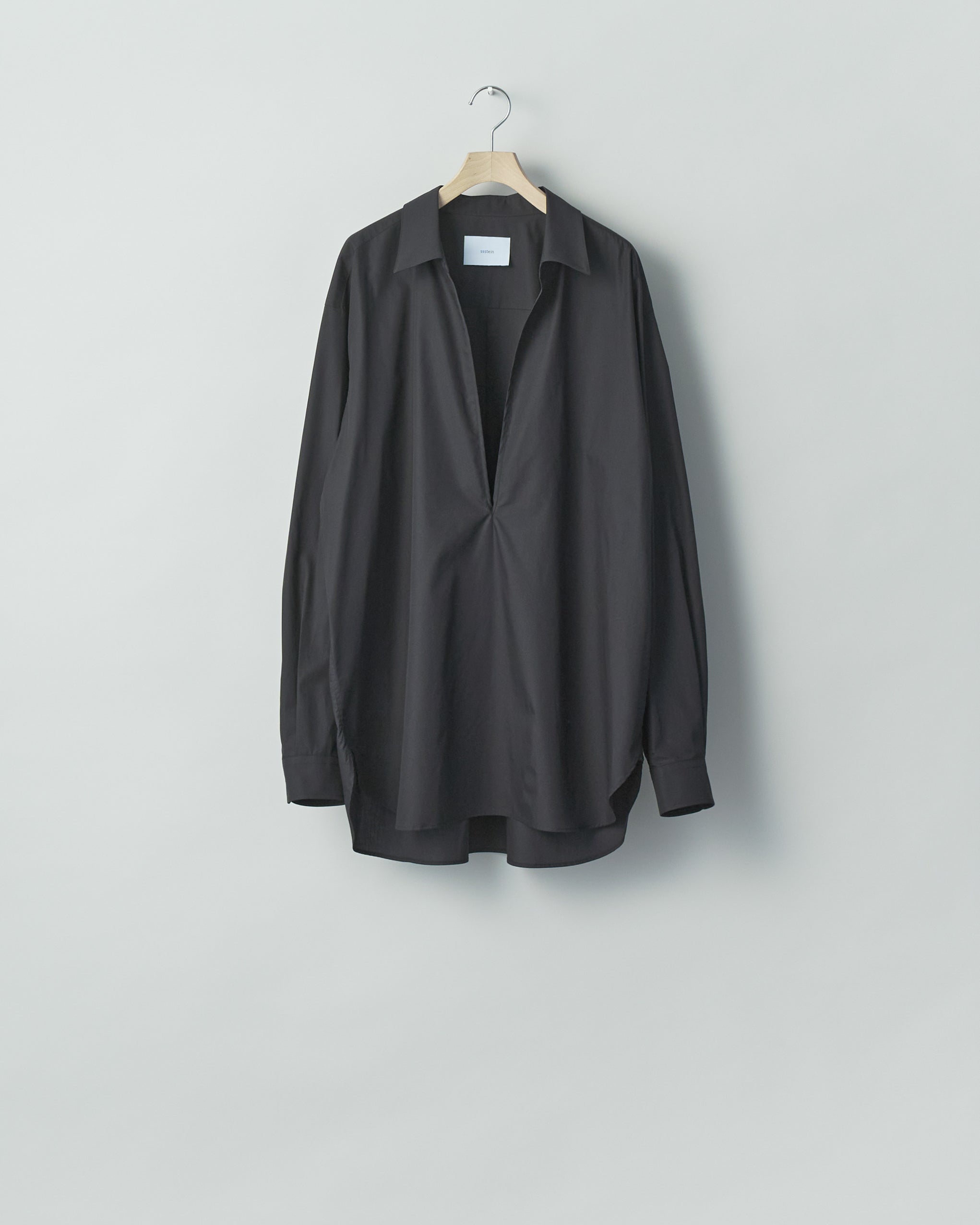 BLACK PIMA COTTON OVERSIZED SKIPPER SHIRT