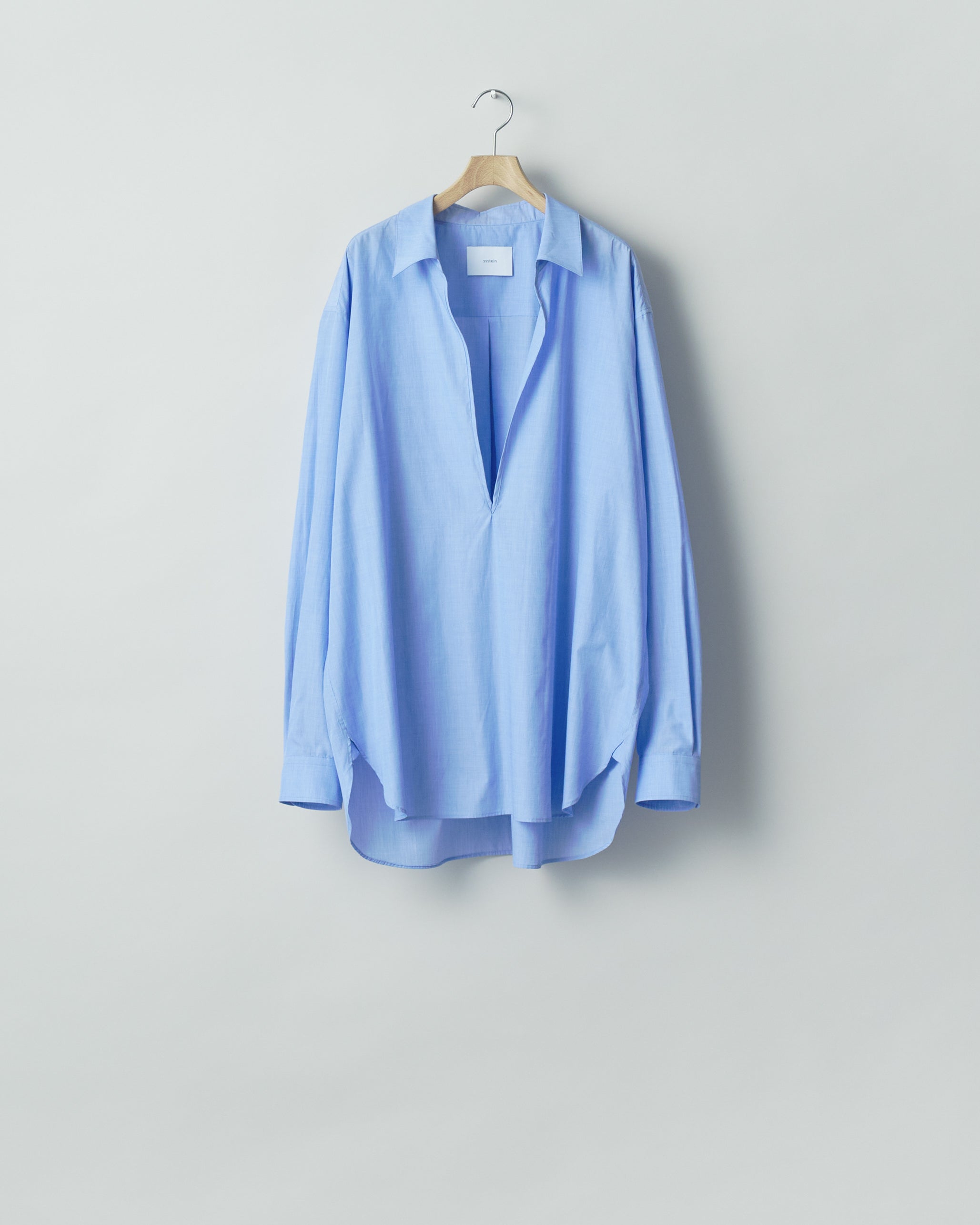 BLUE SMOOTH COTTON OVERSIZED SKIPPER SHIRT
