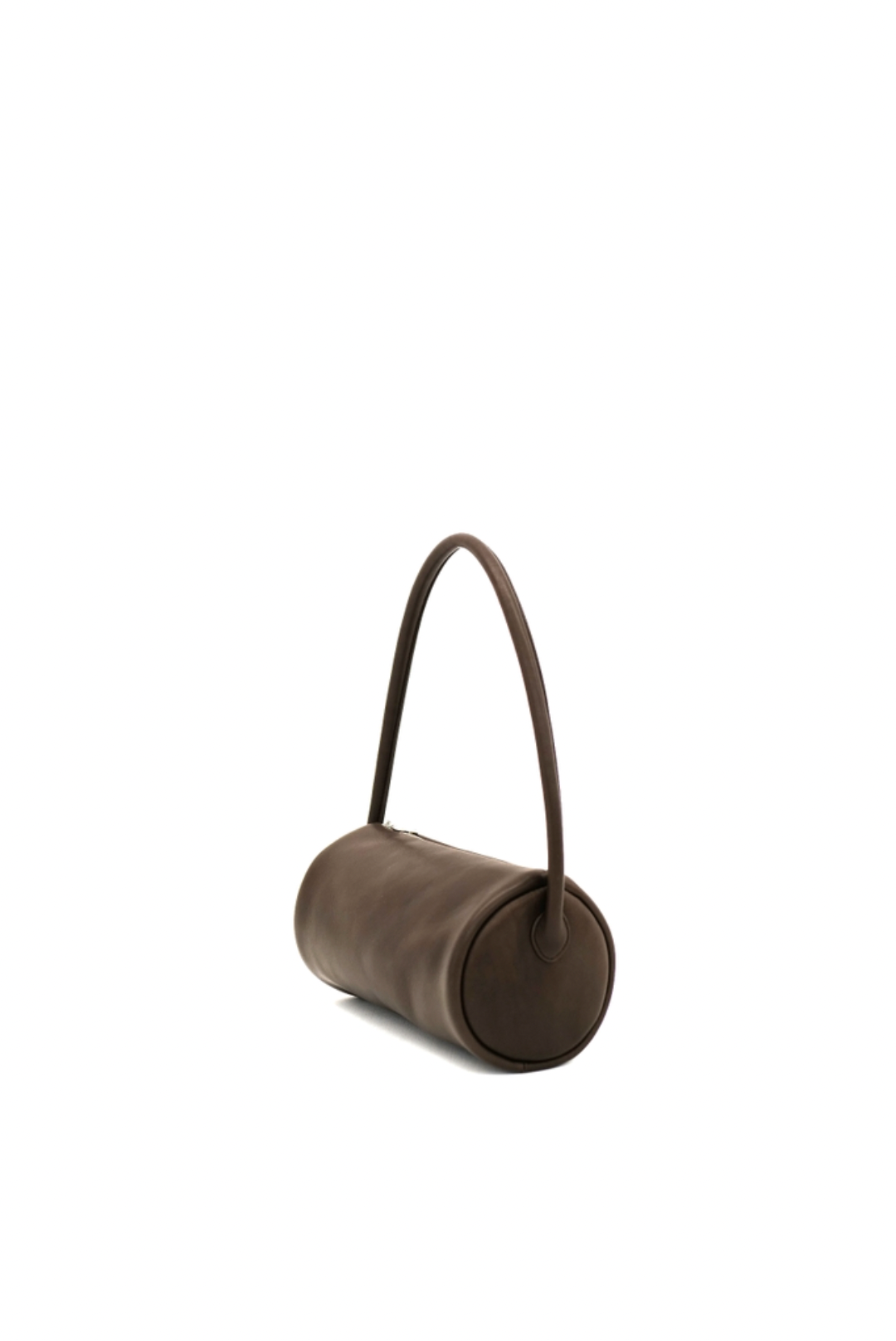 DARK BROWN COW LEATHER ONE HANDLE CYLINDER BAG GE07