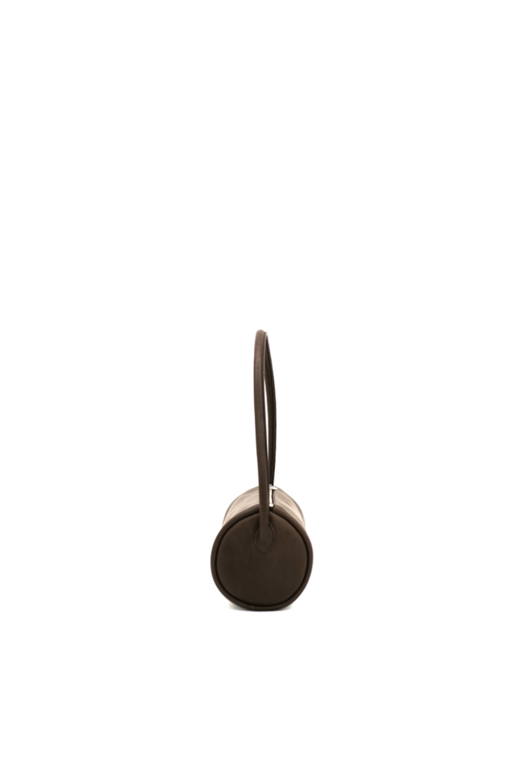 DARK BROWN COW LEATHER ONE HANDLE CYLINDER BAG GE07
