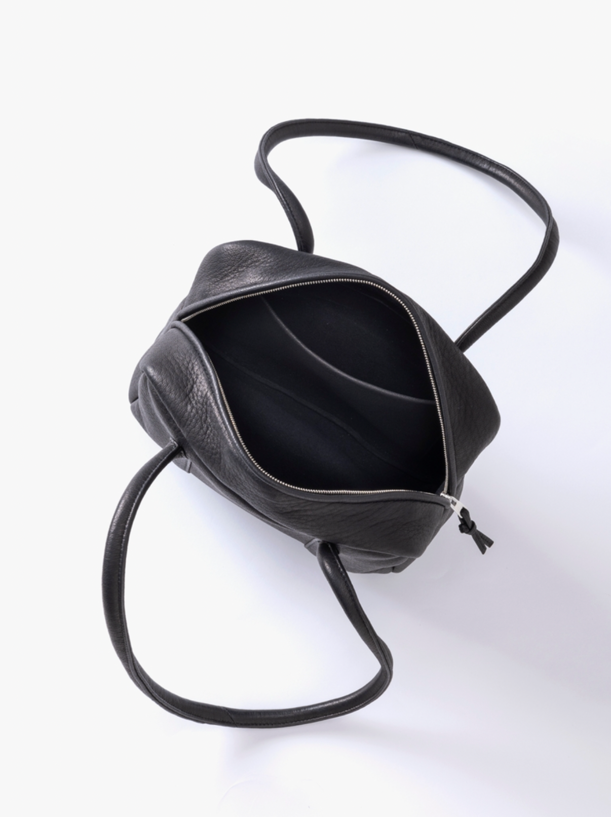 BLACK DEER LEATHER SQUARE BOSTON LONG HANDLE BAG S DA107
