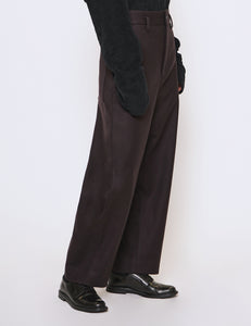 BURGUNDY WOOL WIDE PANTS