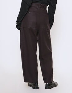 BURGUNDY WOOL WIDE PANTS